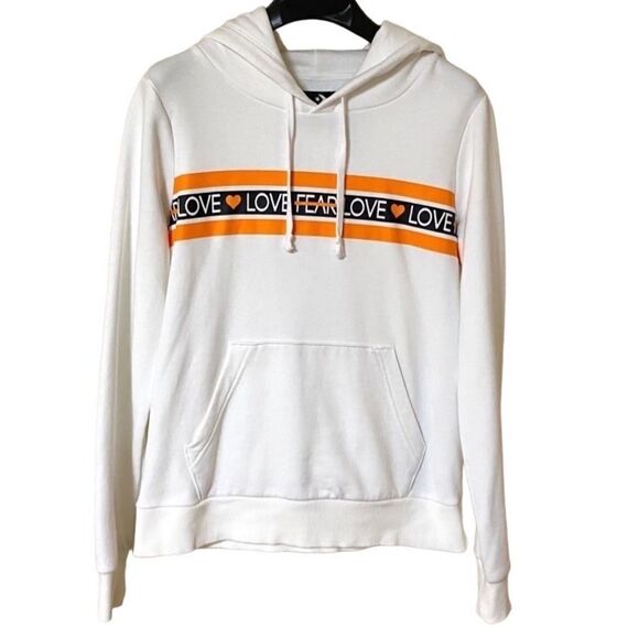 Converse Women’s White|Orange Love The Progress Pullover Hoodie Sz M - Picture 1 of 9